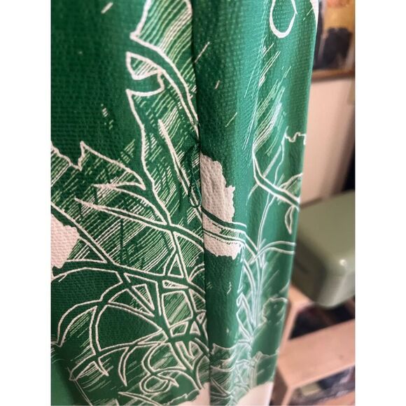 Beth Bowley Green & White 100% Silk Sleeveless Dress Size 10 - Picture 6 of 9